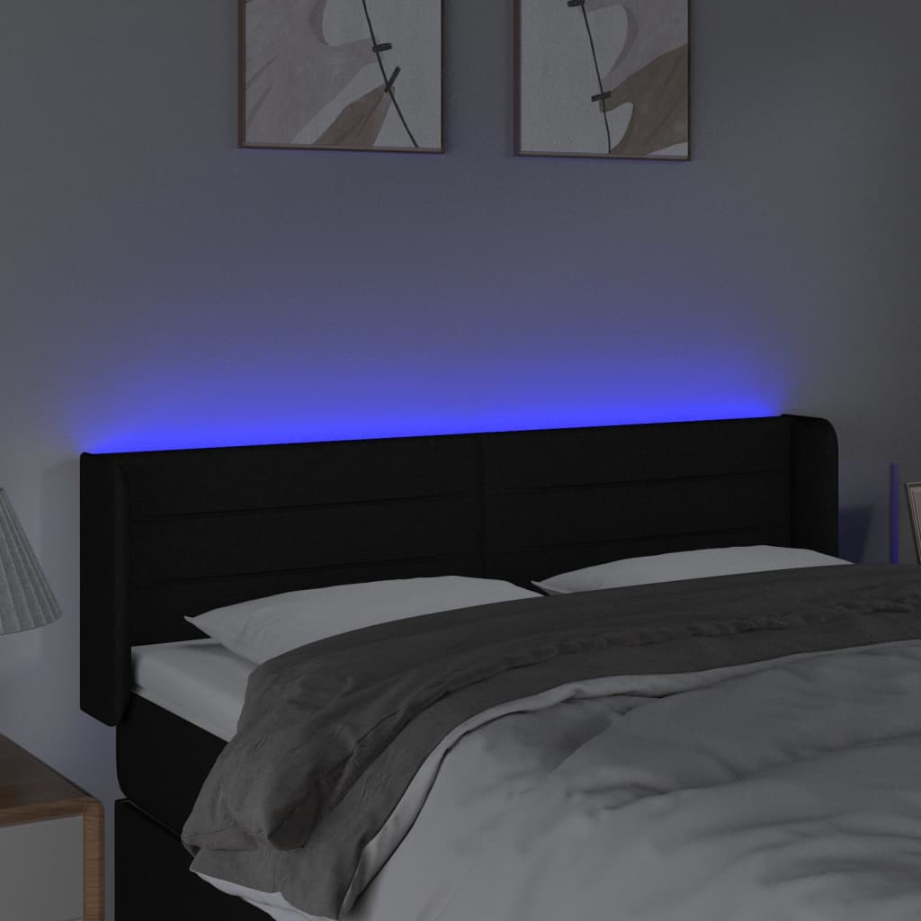 vidaXL Tête de lit à LED Noir 147x16x78/88 cm Tissu