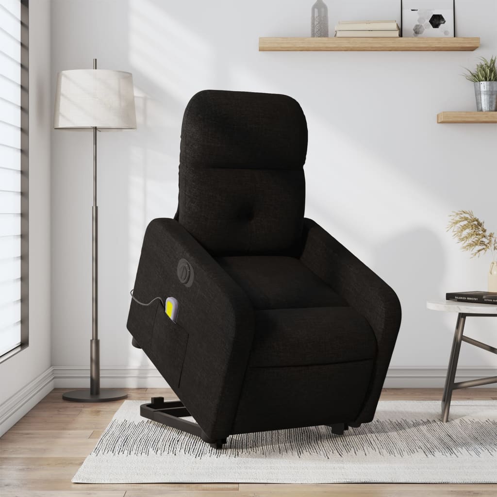 vidaXL Fauteuil inclinable de massage électrique Noir Tissu