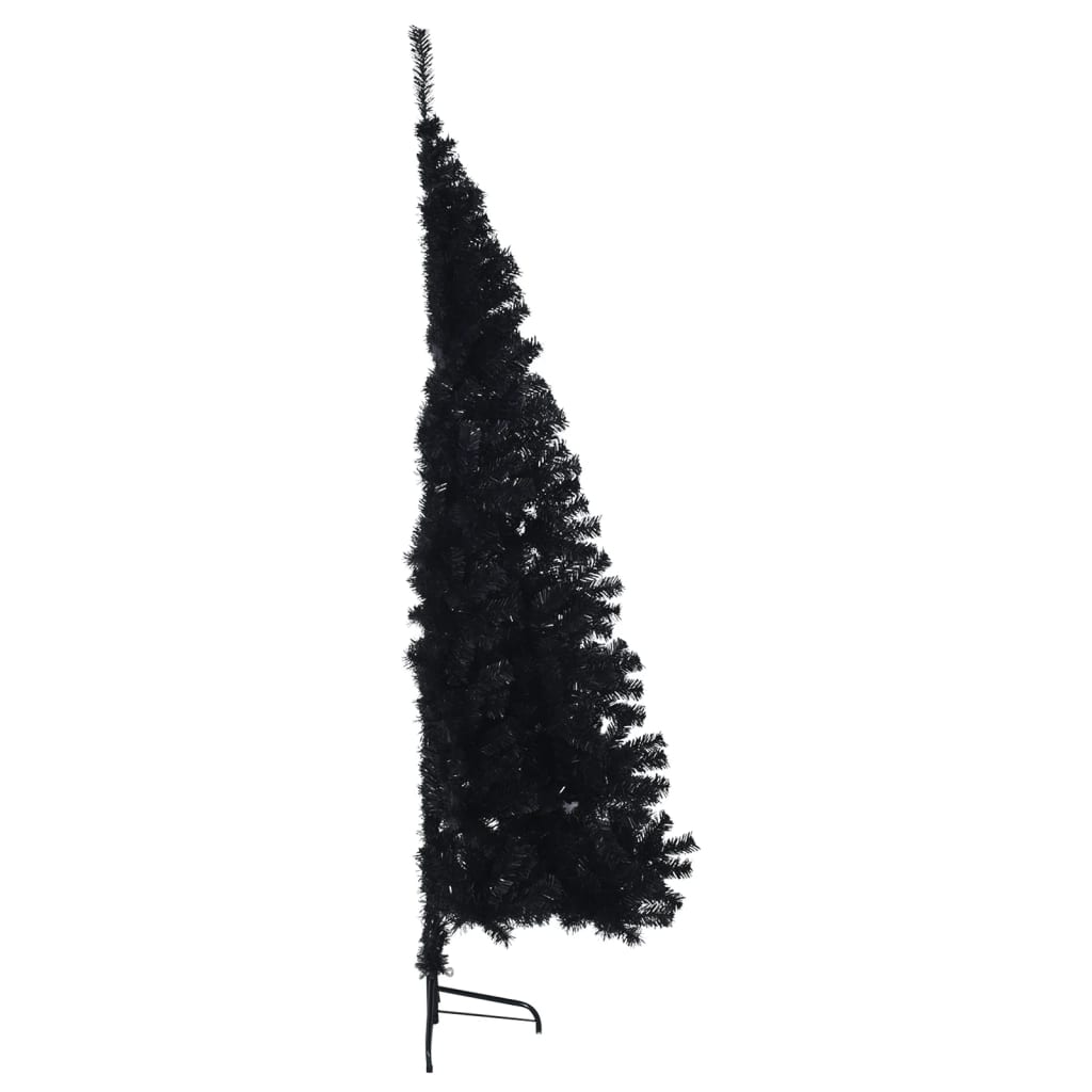 vidaXL Demi sapin de Noël artificiel avec support Noir 180 cm PVC