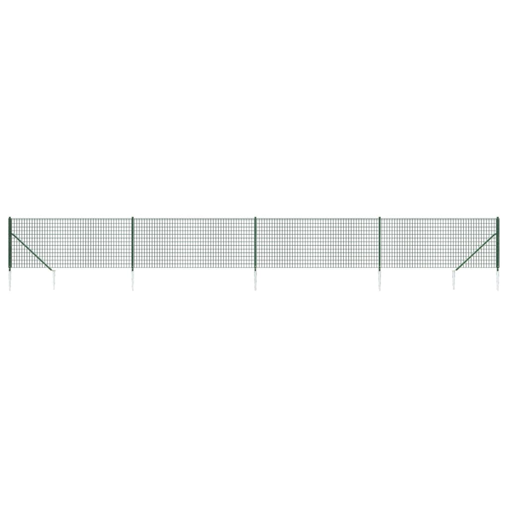 vidaXL Clôture en treillis métallique et piquet d'ancrage vert 0,8x10m