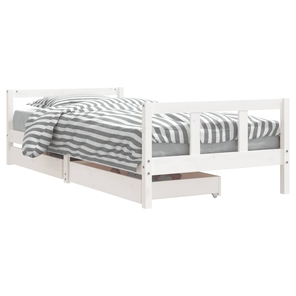 vidaXL Cadre de lit enfant tiroirs blanc 90x200 cm bois de pin massif