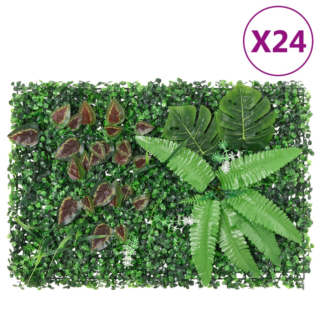  vidaXL Clôture à plantes artificielles 24 pcs vert 40x60 cm