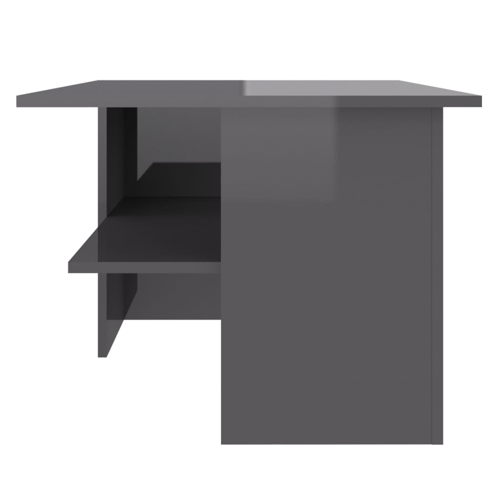 vidaXL Table basse gris brillant 90x60x46,5 cm bois d'ingénierie