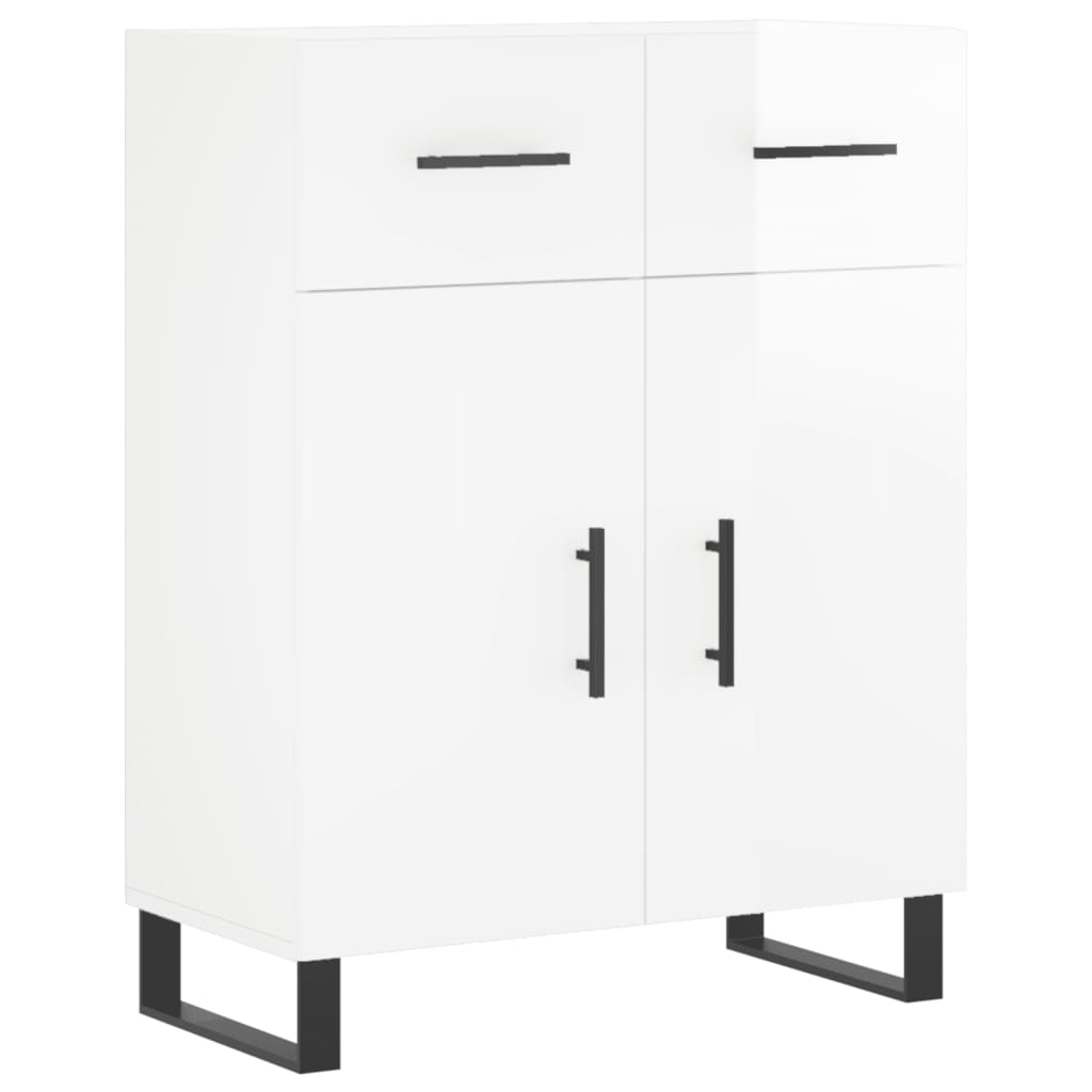 vidaXL Buffet haut Blanc brillant 69,5x34x180 cm Bois d'ingénierie