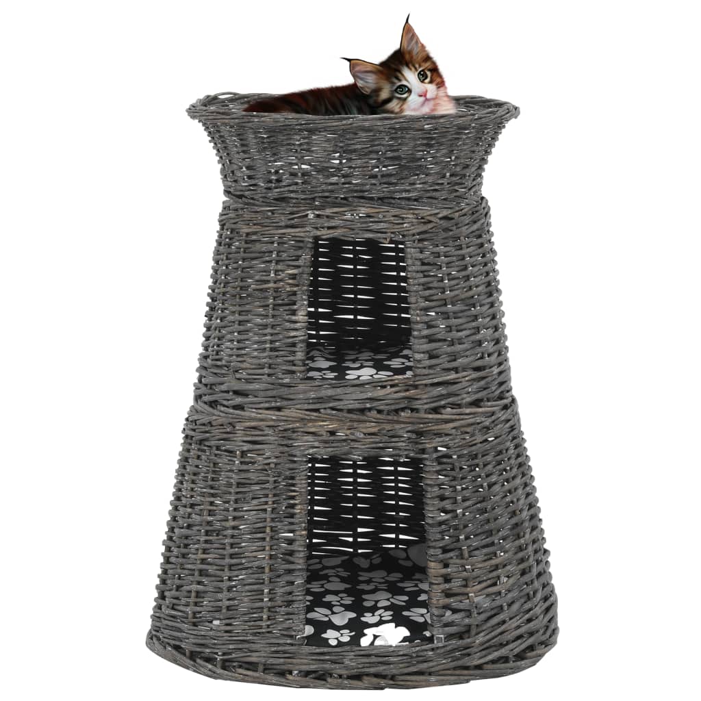 vidaXL Jeu de panier pour chats 3 pcs avec coussins Gris 47x34x60 cm