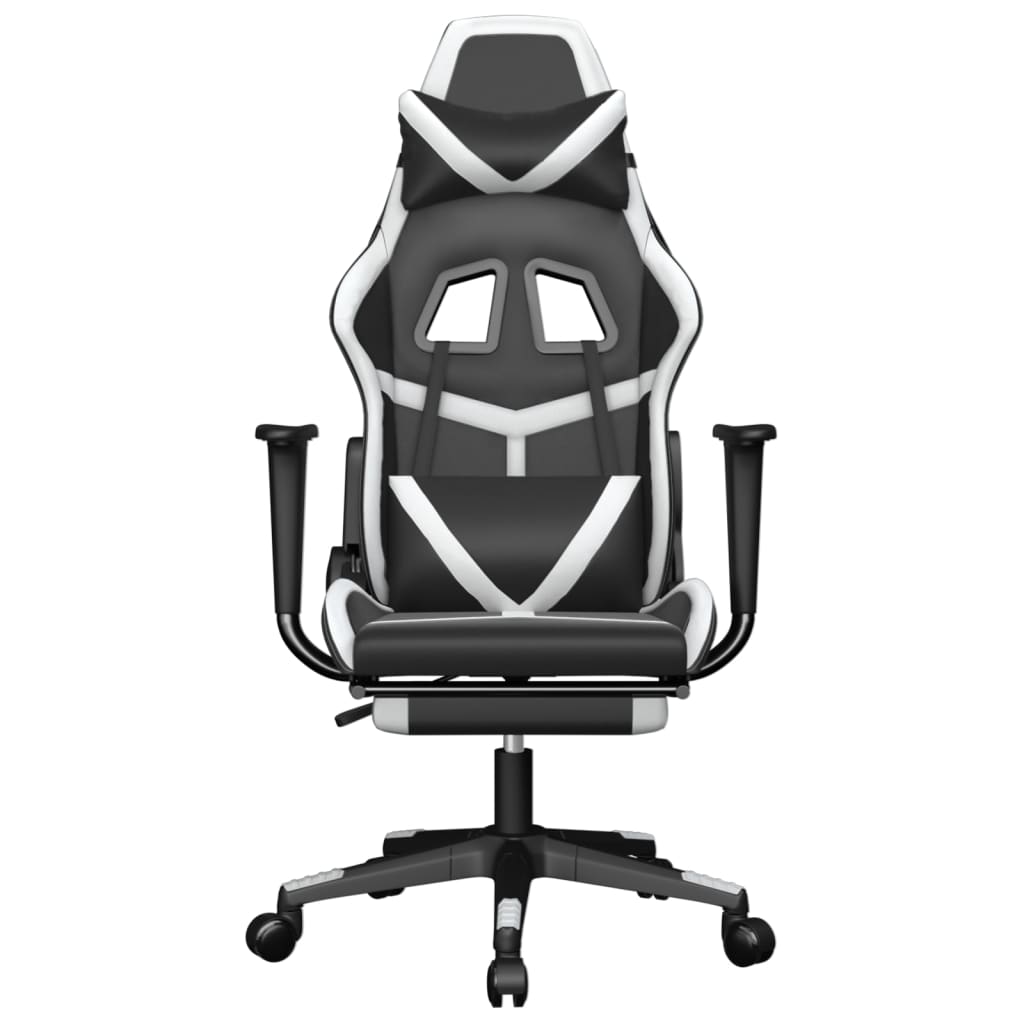 vidaXL Chaise de jeu de massage avec repose-pied Noir&Blanc Similicuir