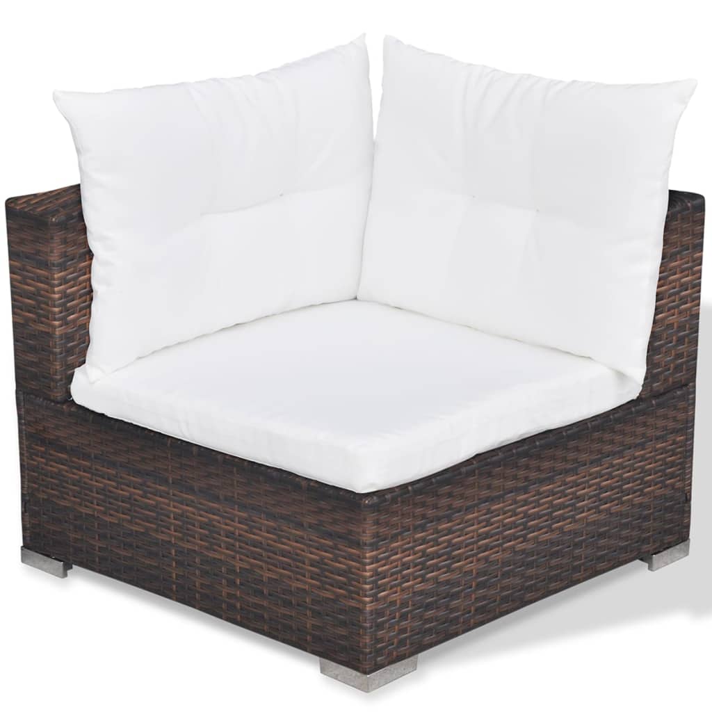 vidaXL Salon de jardin avec coussins 5 pcs Résine tressée Marron