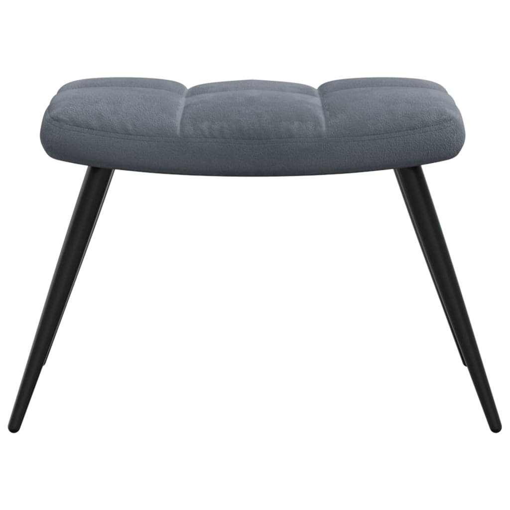 vidaXL Chaise de relaxation avec tabouret Gris foncé Velours