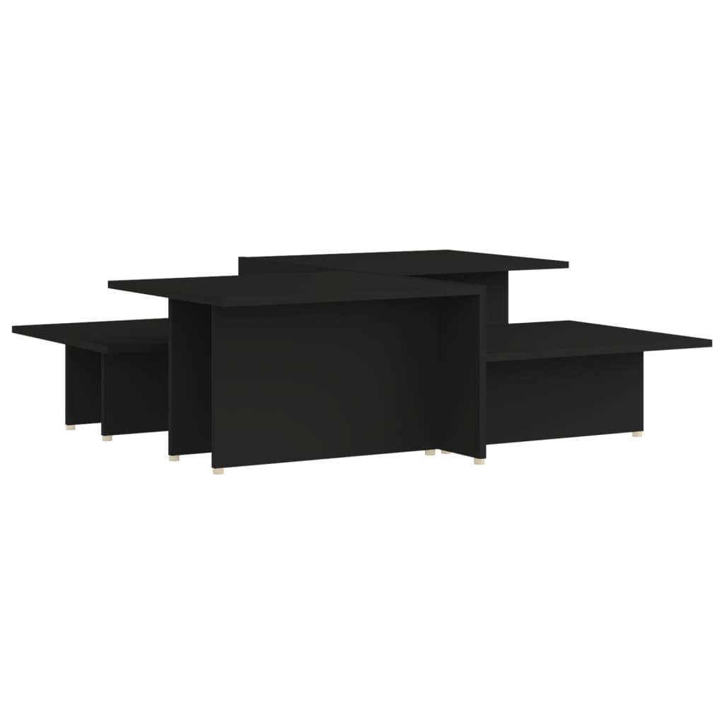vidaXL Tables basses 2 pcs Noir 111,5x50x33 cm Bois d'ingénierie