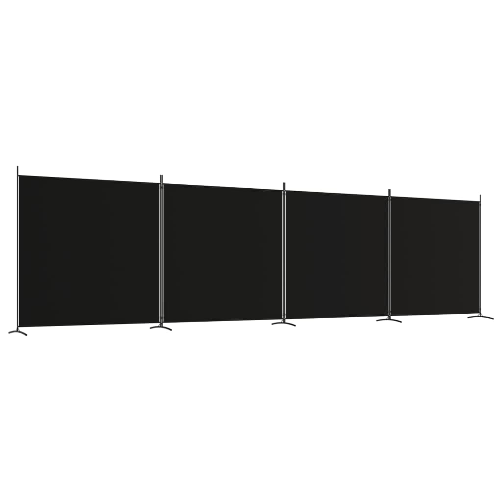 vidaXL Cloison de séparation 4 panneaux Noir 698x180 cm Tissu