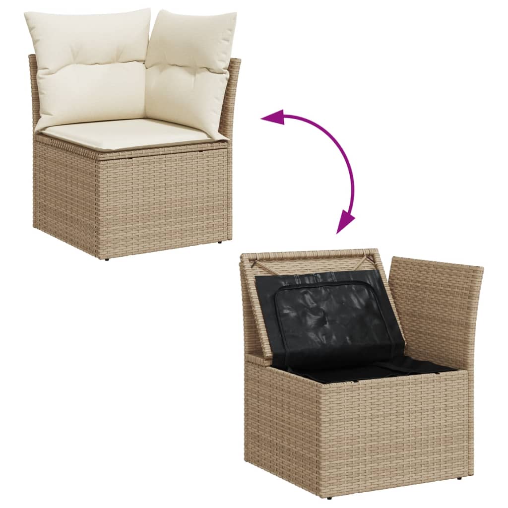 vidaXL Salon de jardin avec coussins 12 pcs beige résine tressée