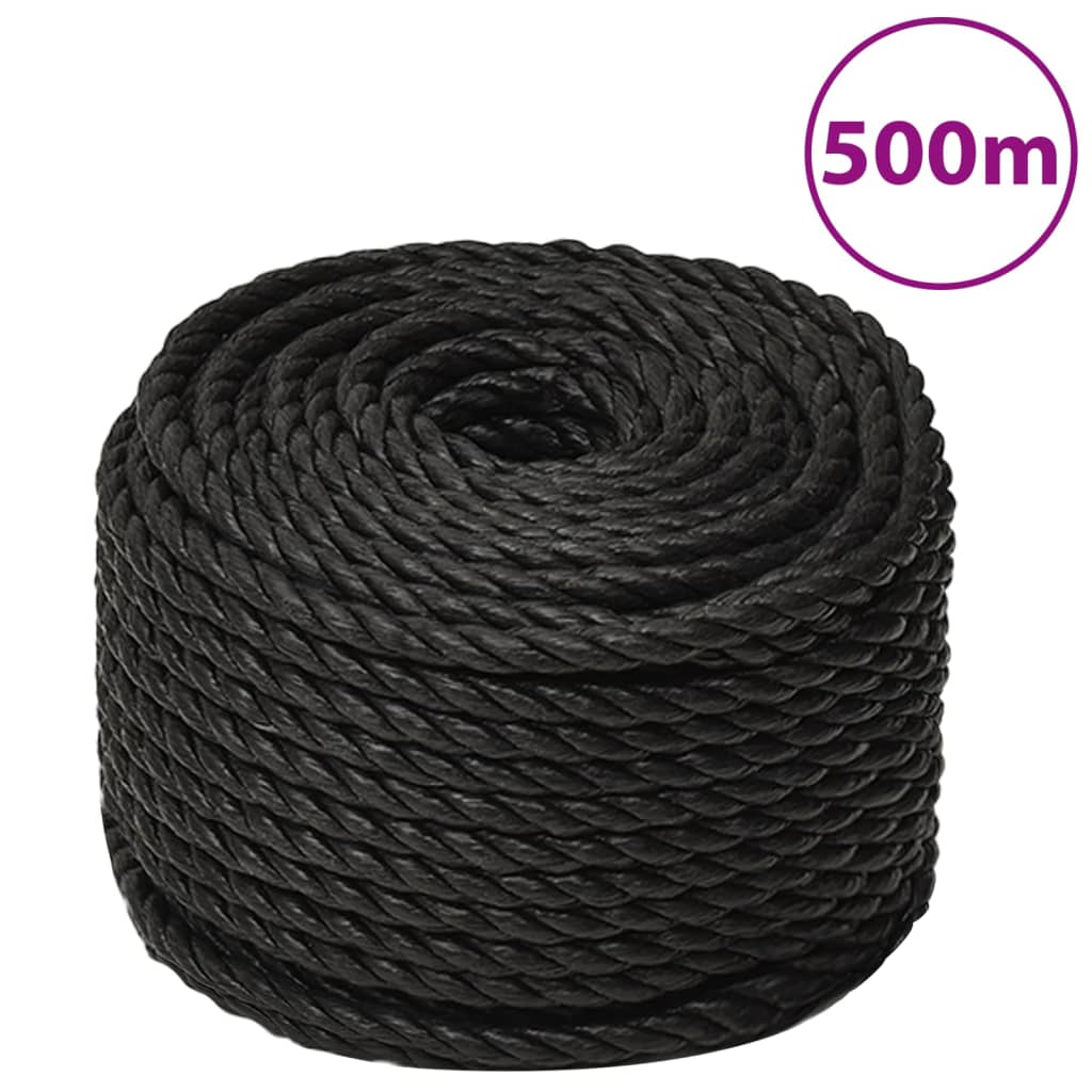 vidaXL Corde de travail Noir 12 mm 500 m polypropylène