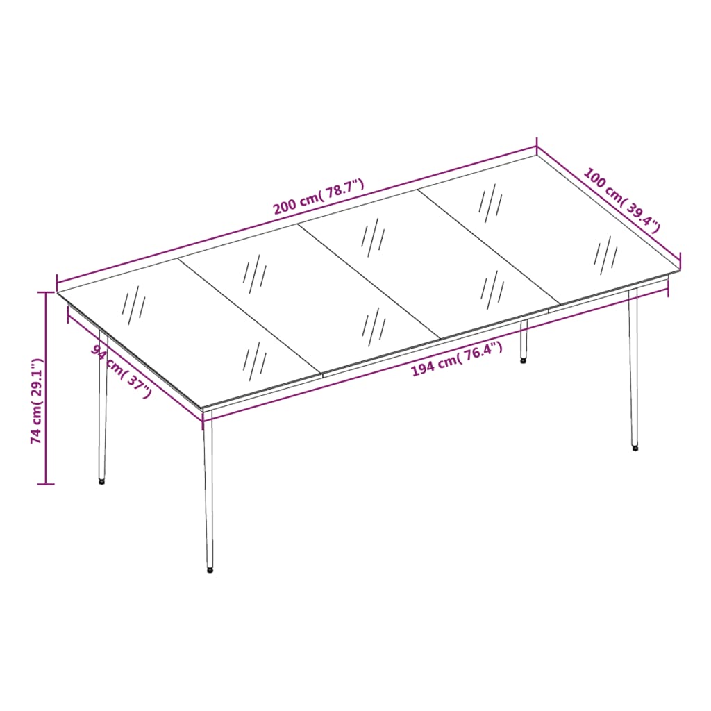 vidaXL Ensemble de salle à manger de jardin et coussins 9pcs Gris/noir