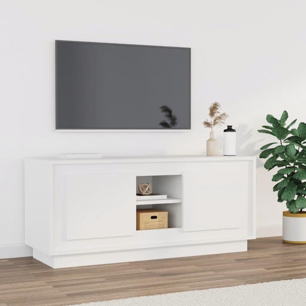 vidaXL Meuble TV blanc 102x35x45 cm bois d'ingénierie