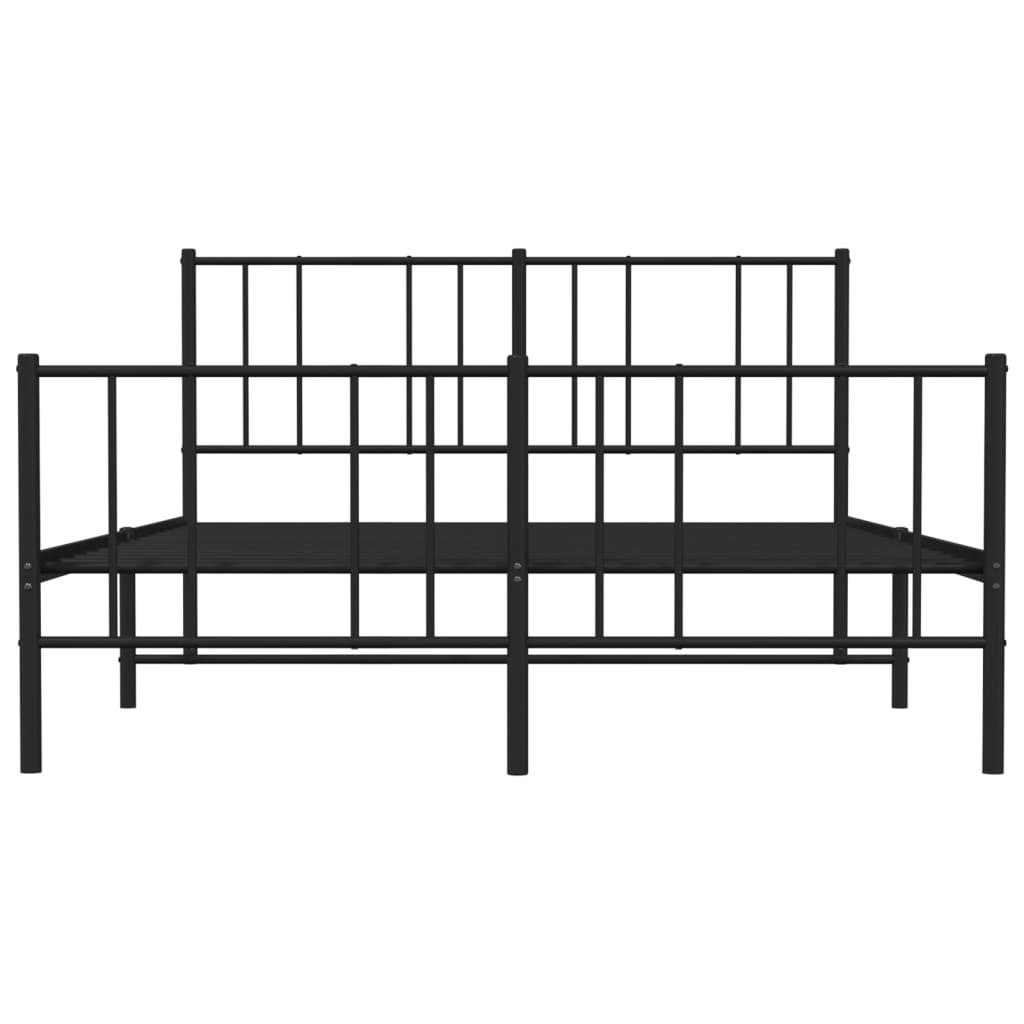 vidaXL Cadre de lit métal sans matelas avec pied de lit noir 150x200cm