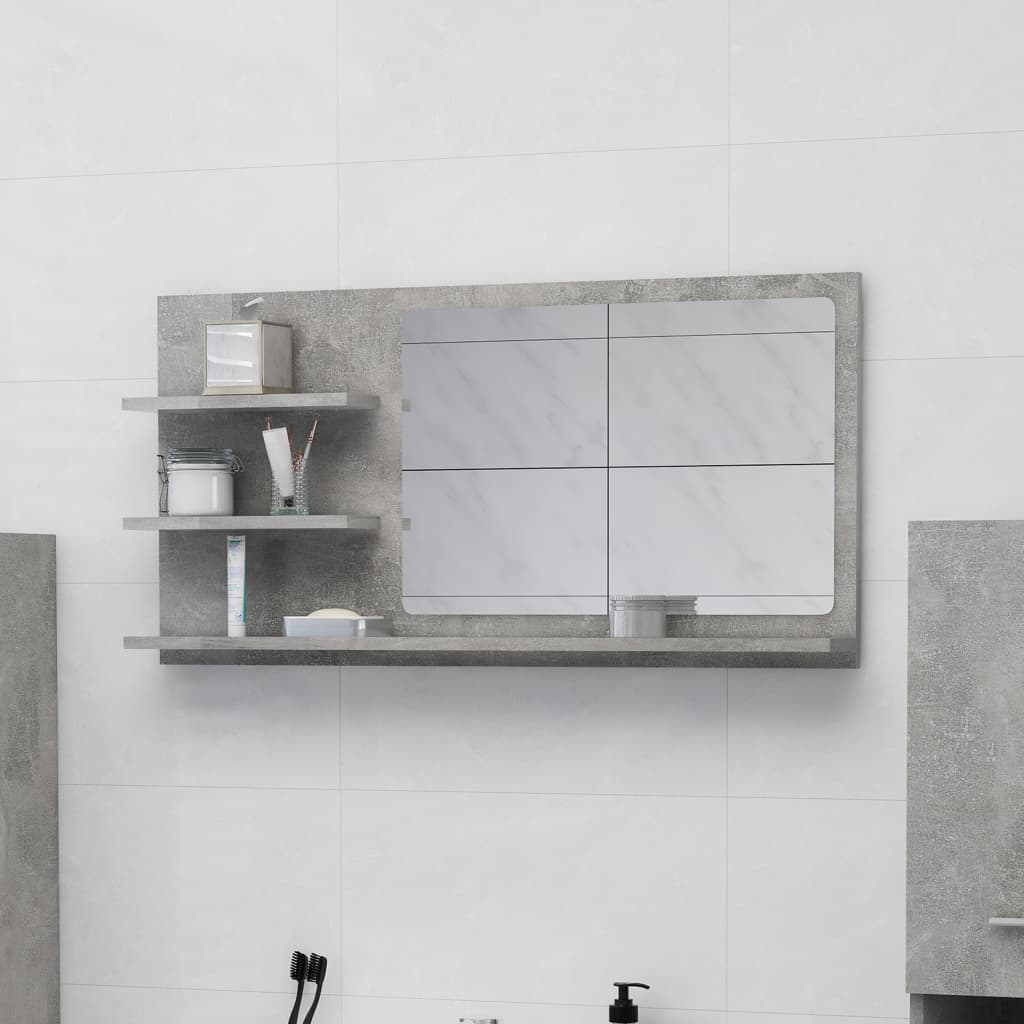 vidaXL Miroir de salle de bain gris béton bois d’ingénierie