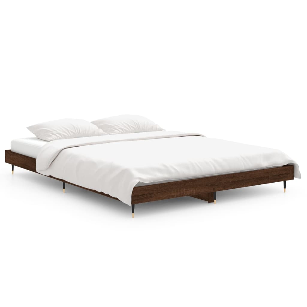 vidaXL Cadre de lit chêne marron 140x190 cm bois d'ingénierie