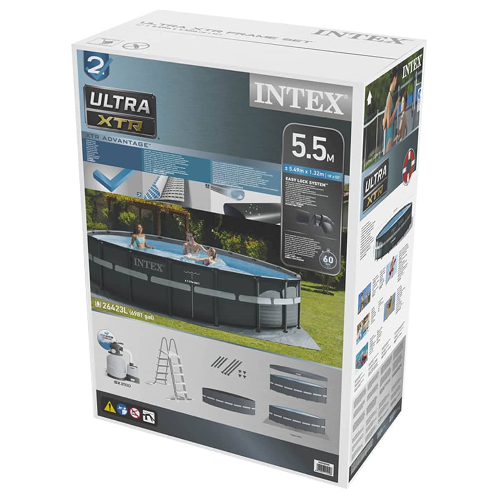 Intex Piscine à cadre Ultra XTR pompe de filtration à sable 549x132cm