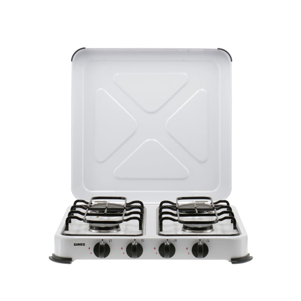 Gimeg Cuisinière à gaz protection thermique à 4 brûleurs acier blanc