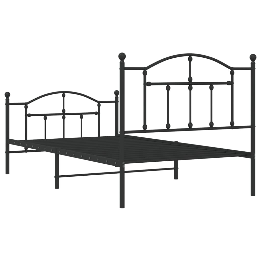 vidaXL Cadre de lit métal sans matelas avec pied de lit noir 100x190cm