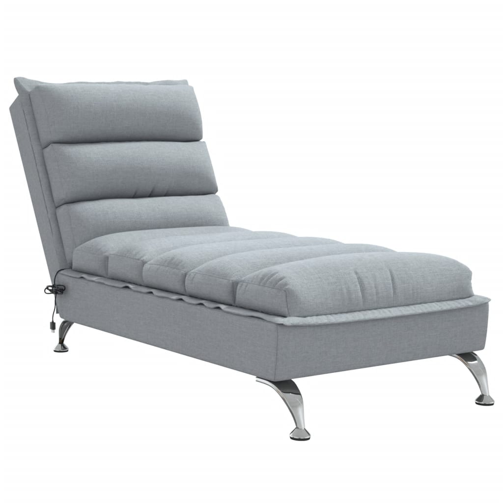 vidaXL Chaise longue de massage avec coussins gris clair tissu