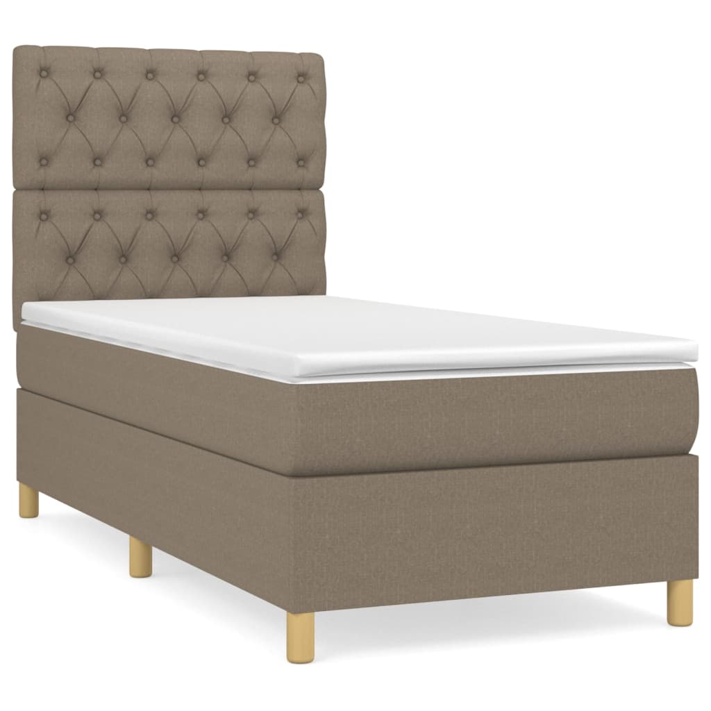 vidaXL Sommier à lattes de lit avec matelas Taupe 80x200 cm Tissu