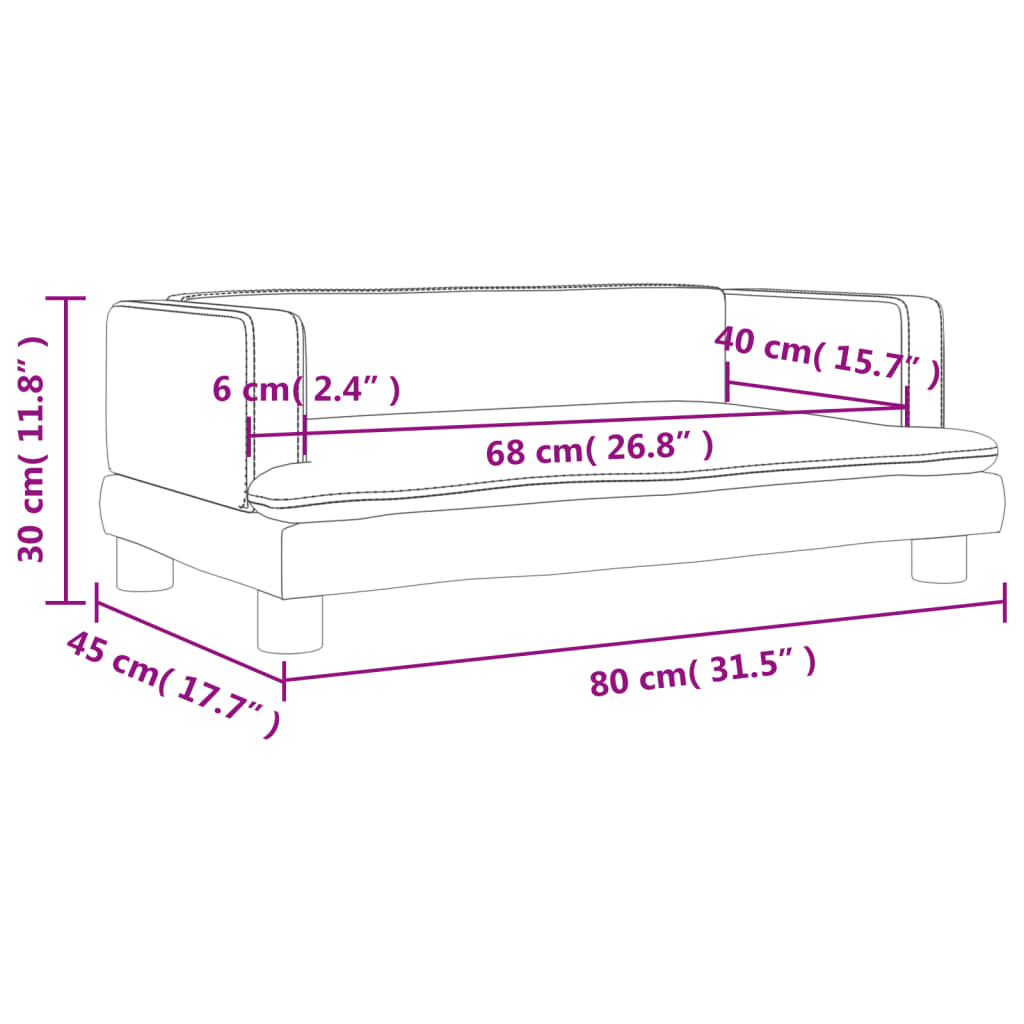 vidaXL Canapé pour enfants noir 80x45x30 cm velours