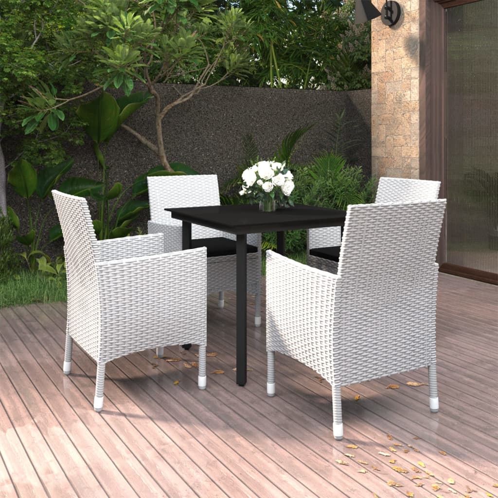 vidaXL Mobilier à dîner de jardin coussins 5 pcs Résine tressée Verre