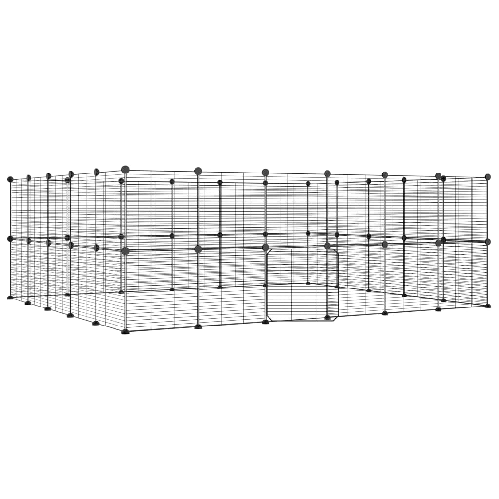 vidaXL Cage animaux de compagnie à 44 panneaux et porte Noir 35x35 cm