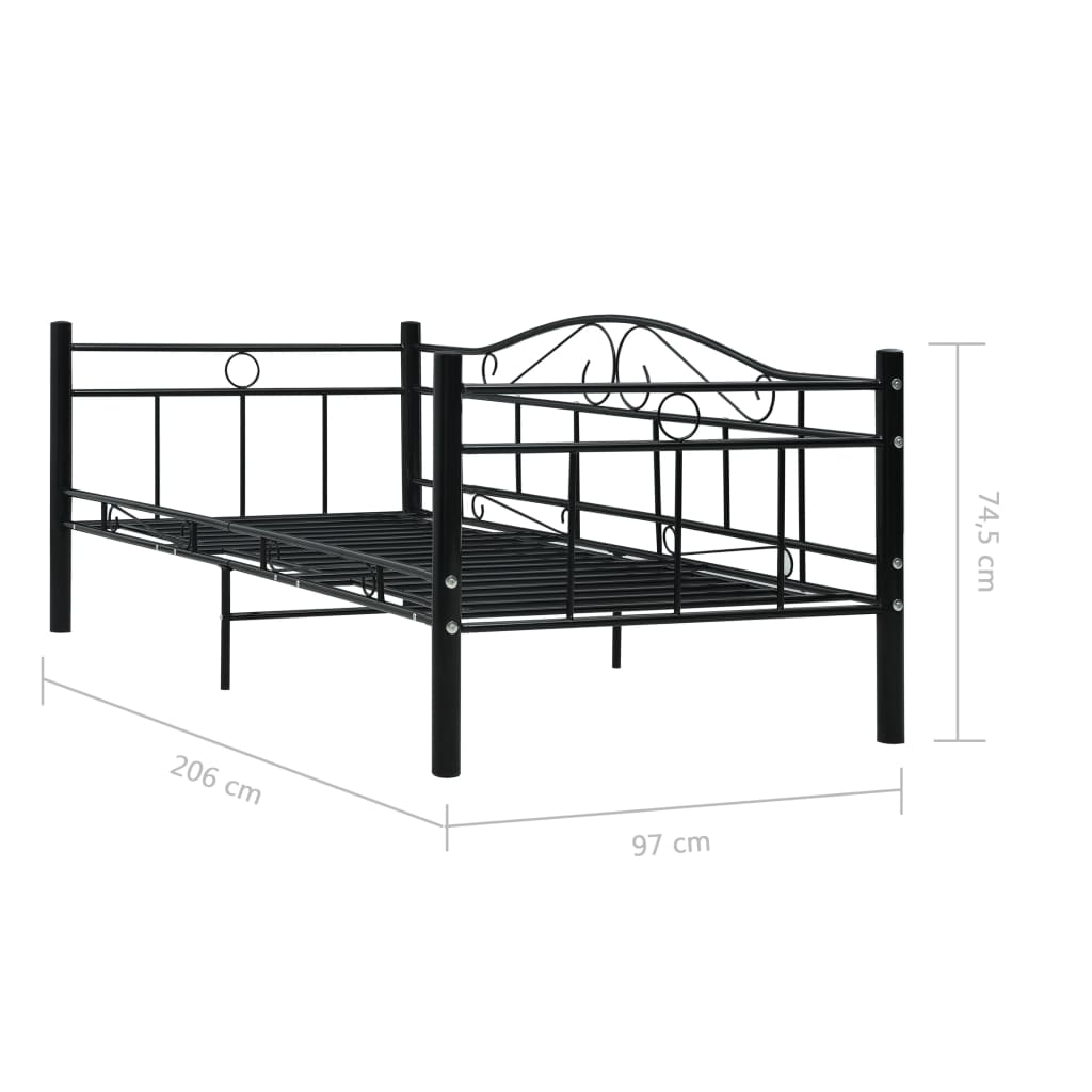 vidaXL Cadre de lit de repos sans matelas Noir Métal 90x200cm