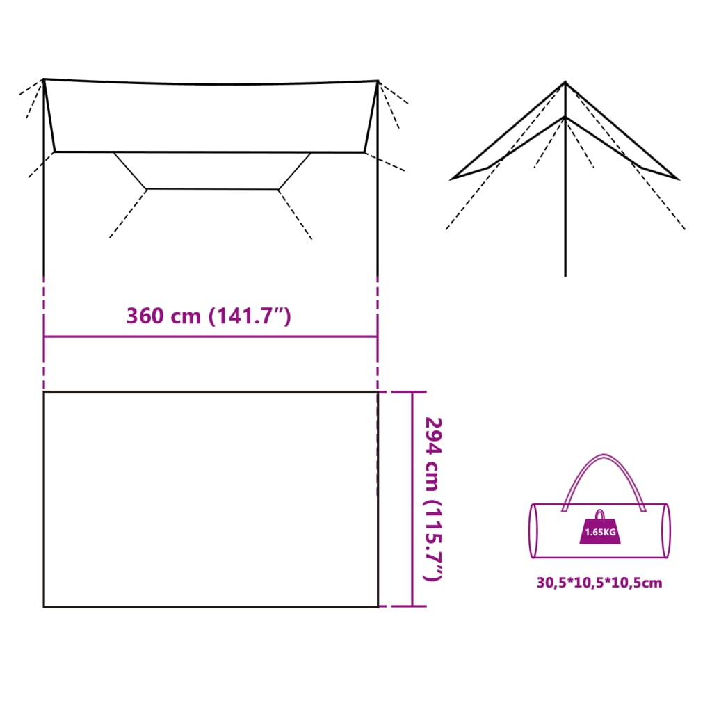 vidaXL Bâche de camping bleu 360x294 cm imperméable