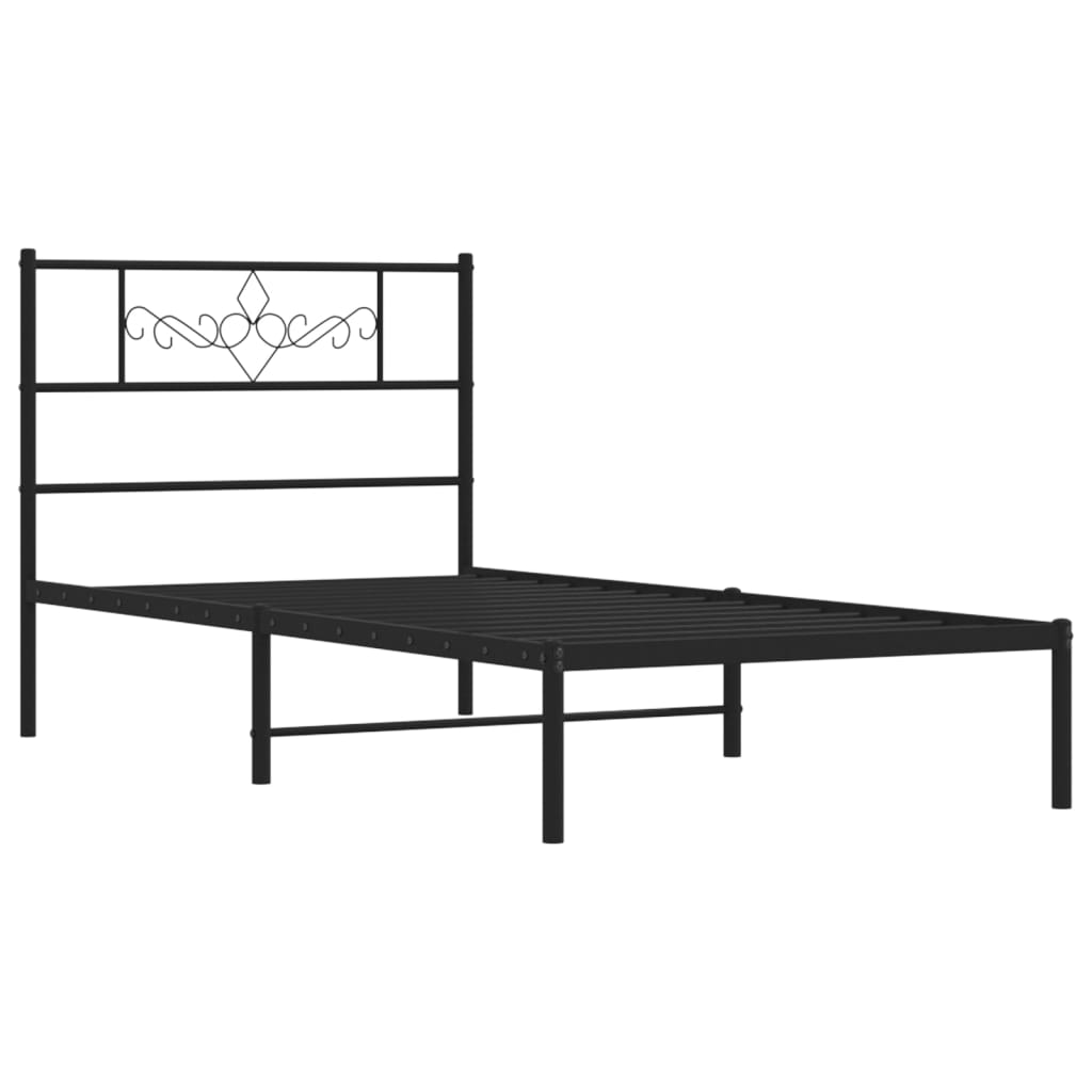 vidaXL Cadre de lit métal sans matelas avec tête de lit noir 100x200cm