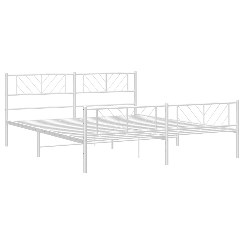 vidaXL Cadre de lit métal sans matelas et pied de lit blanc 183x213 cm