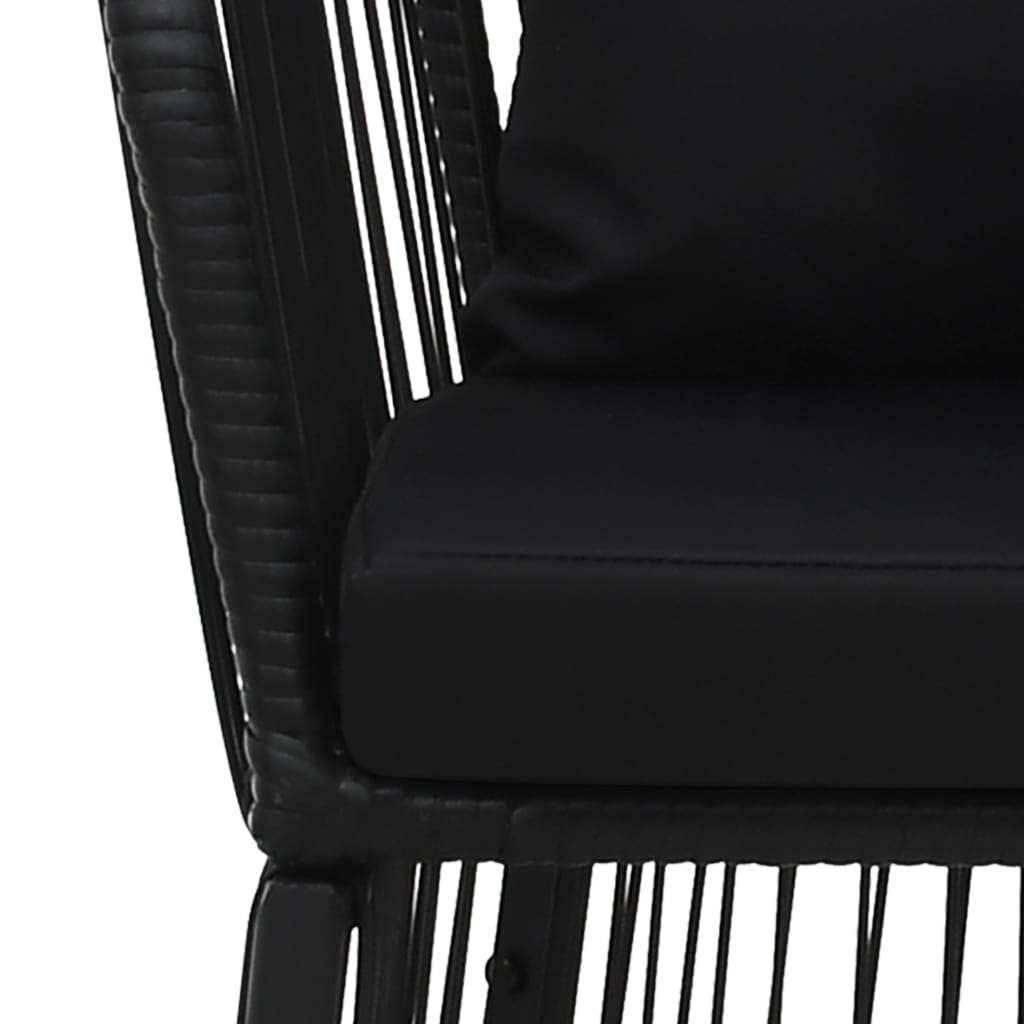 vidaXL Chaises de jardin 2 pcs et coussins et oreillers Rotin PVC Noir