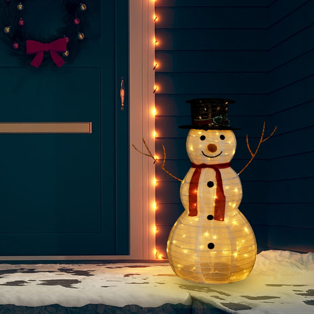 vidaXL Figurine de bonhomme de neige de Noël à LED Tissu 90 cm