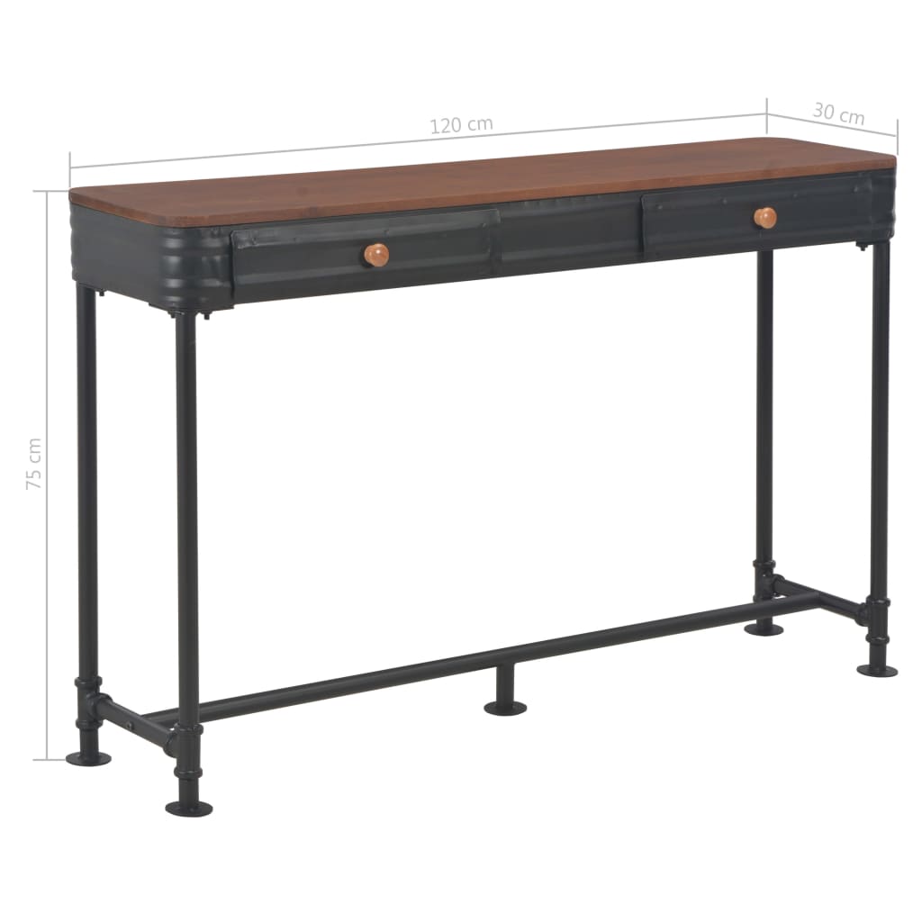 vidaXL Table console avec 2 tiroirs 120x30x75 cm Bois de sapin massif