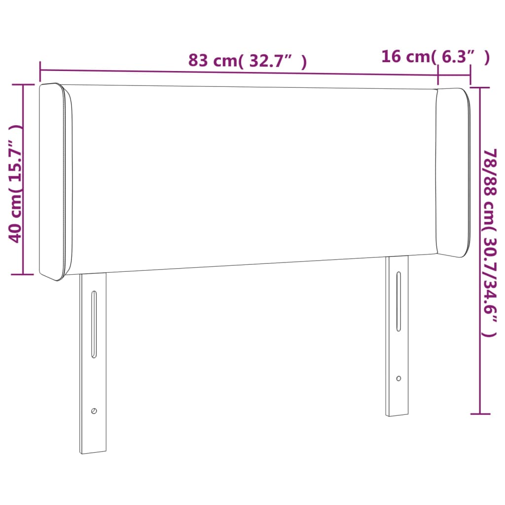 vidaXL Tête de lit à LED Gris clair 83x16x78/88 cm Velours