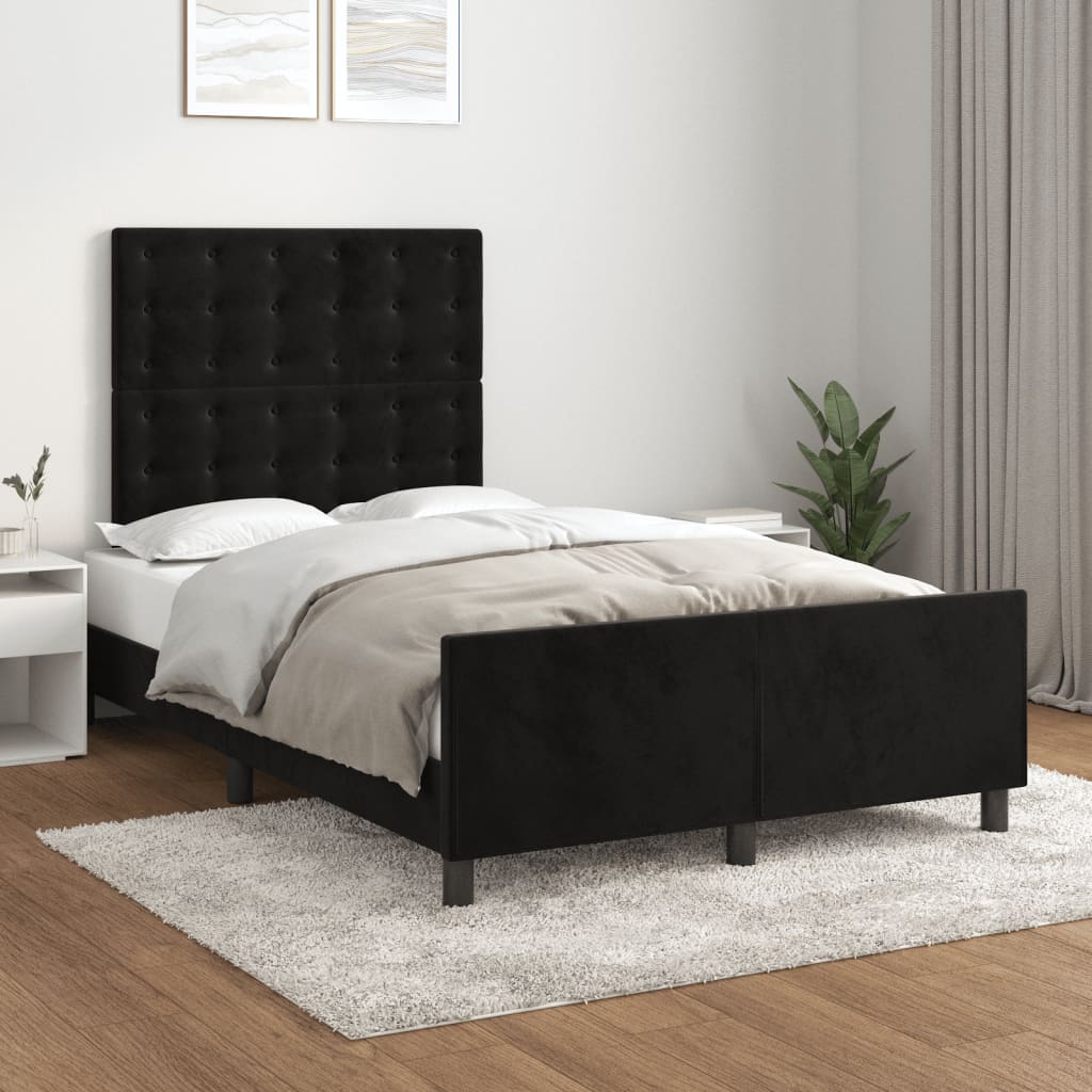 vidaXL Cadre de lit avec tête de lit noir 120x190 cm velours