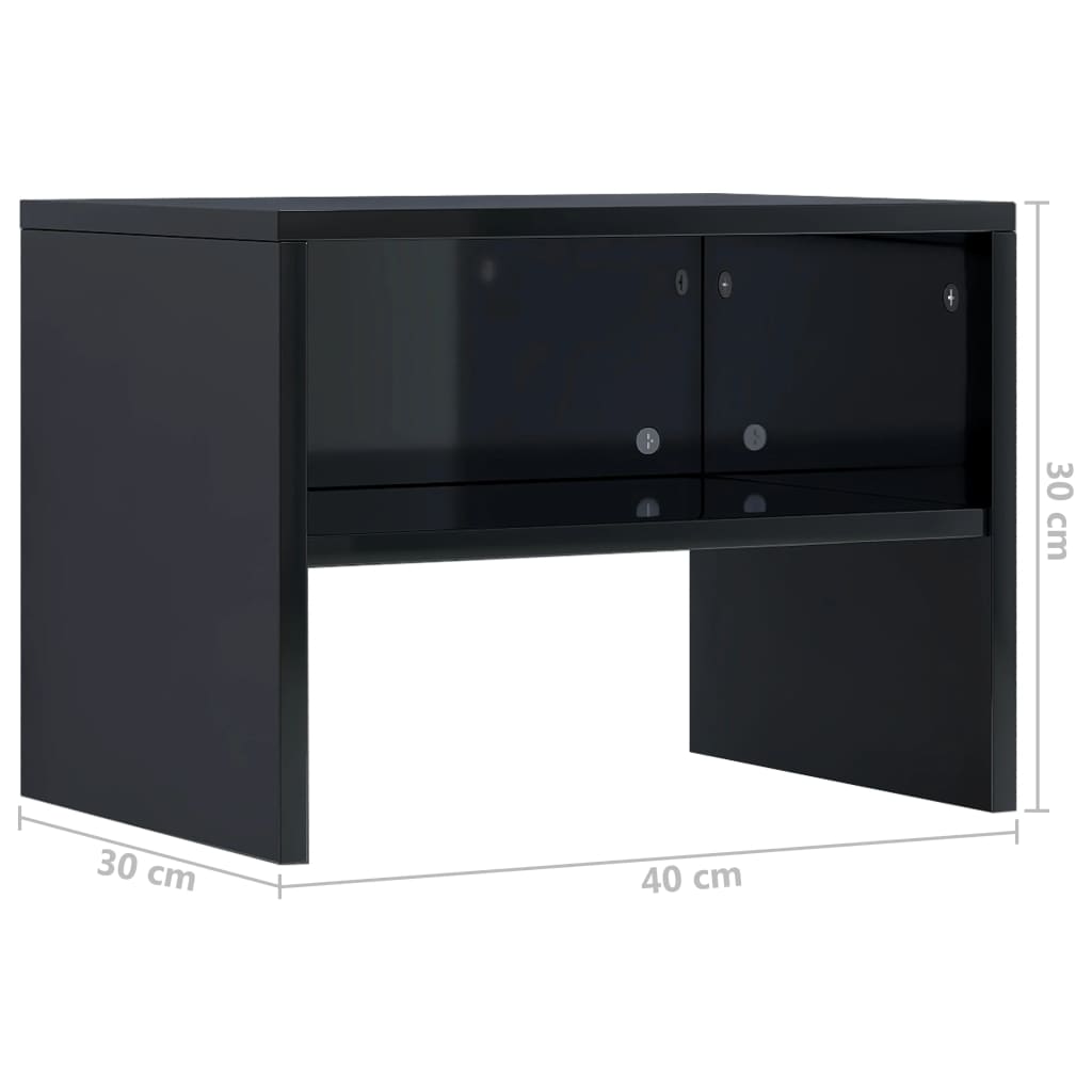 vidaXL 2 pcs Tables de chevet Noir brillant 40 x 30 x 30 cm Aggloméré