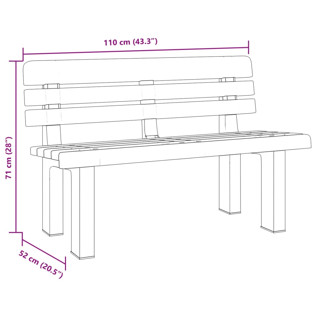 vidaXL Banc de jardin anthracite 110x52x71 cm polypropylène