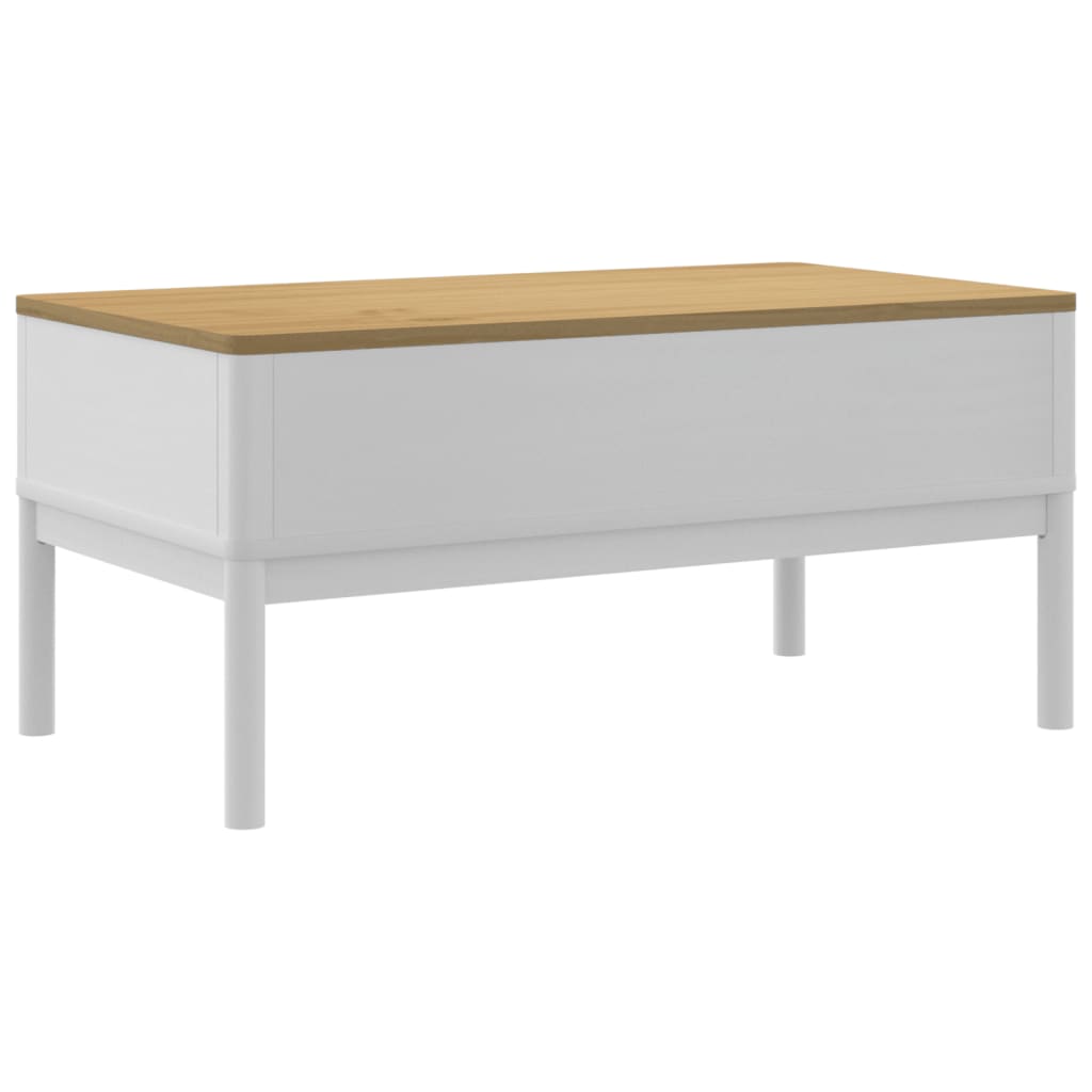 vidaXL Table basse FLORO blanc 99x55,5x45 cm bois massif de pin