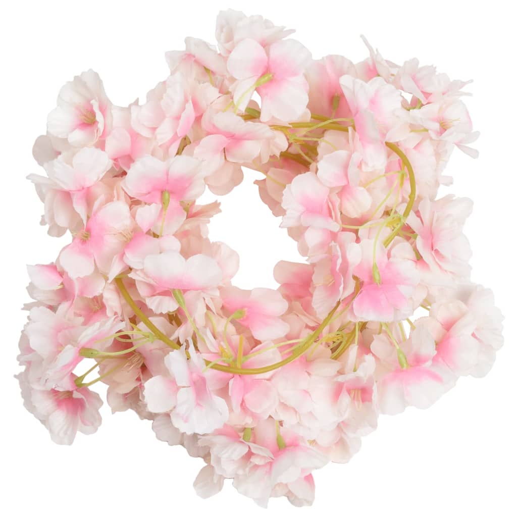 vidaXL Guirlandes de fleurs artificielles 6 pcs rose clair 180 cm