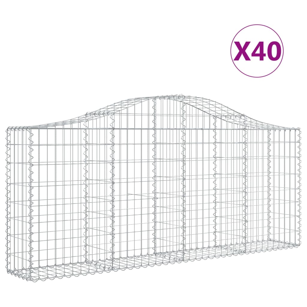 vidaXL Paniers à gabions arqués 40 pcs 200x30x80/100 cm Fer galvanisé