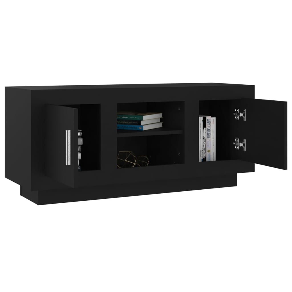 vidaXL Meuble TV noir 102x35x45 cm bois d'ingénierie