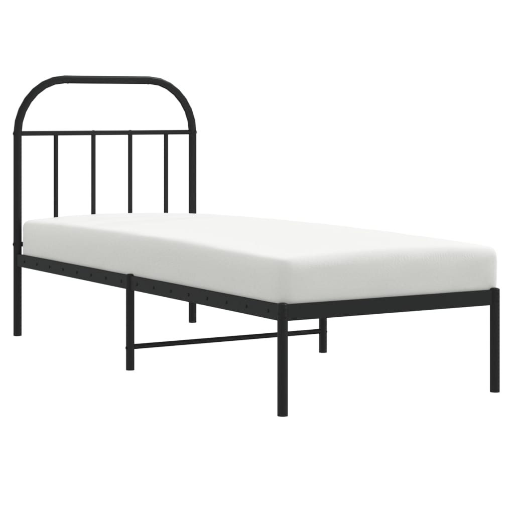 vidaXL Cadre de lit métal sans matelas avec tête de lit noir 75x190 cm