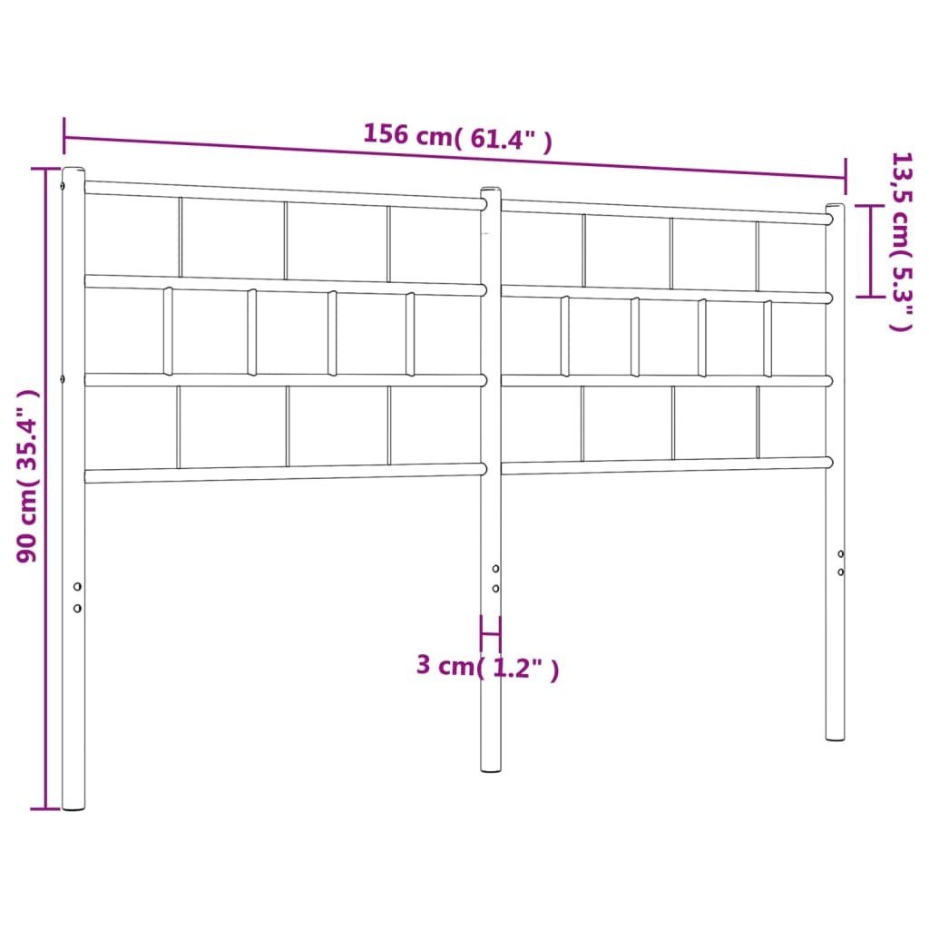 vidaXL Tête de lit métal noir 150 cm