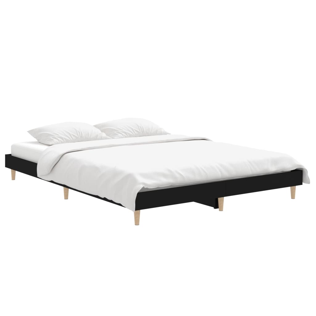 vidaXL Cadre de lit sans matelas noir 135x190 cm bois d'ingénierie