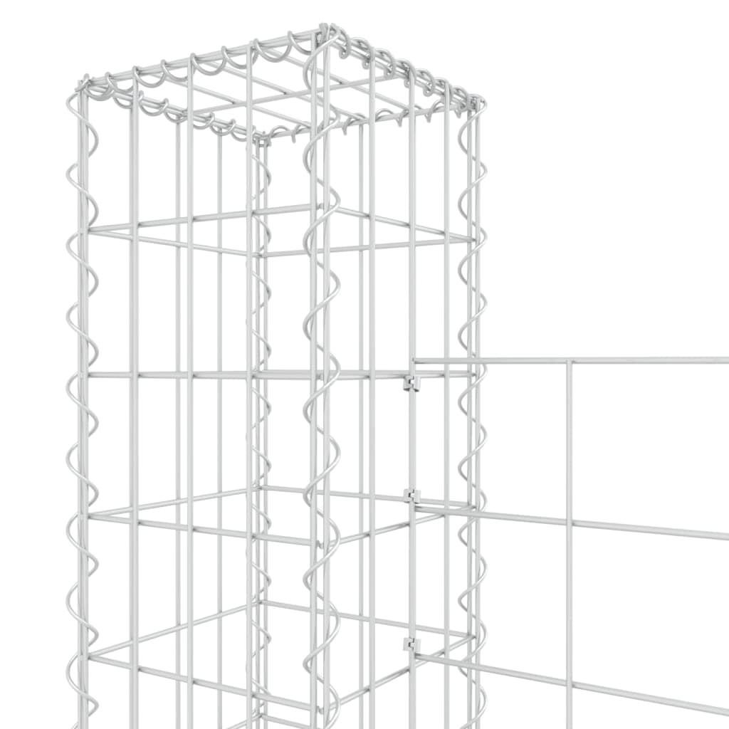 vidaXL Panier de gabion en forme de U avec 4 poteaux Fer 380x20x150 cm