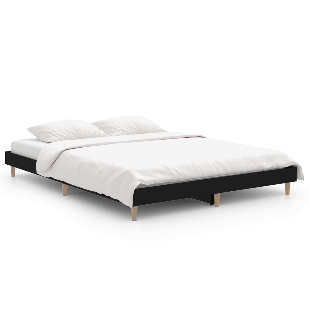 vidaXL Cadre de lit sans matelas noir 135x190 cm bois d'ingénierie