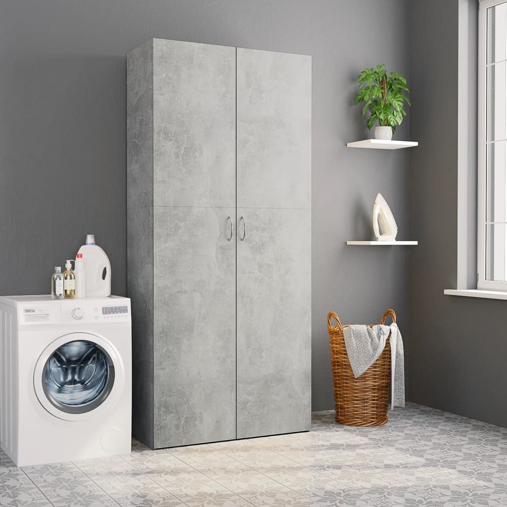 vidaXL Armoire de rangement gris béton 80x35,5x180cm bois d'ingénierie